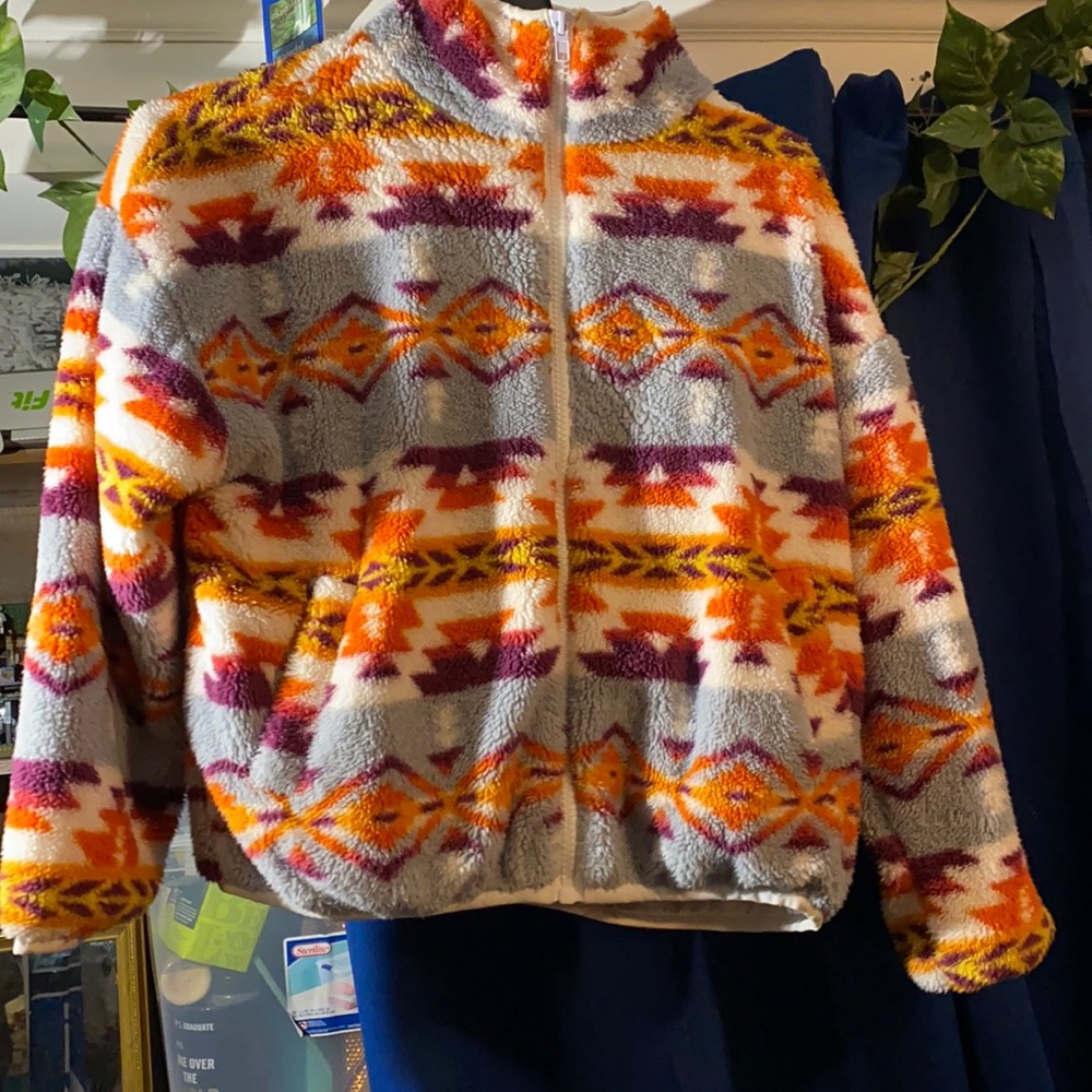 Fluffy printed Sherpa full zip